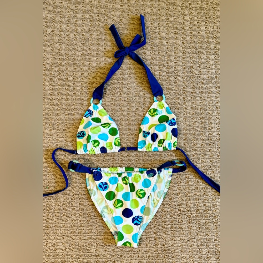 NWT Bananamoon Blue and Green Polka Dot Bikini, Size M